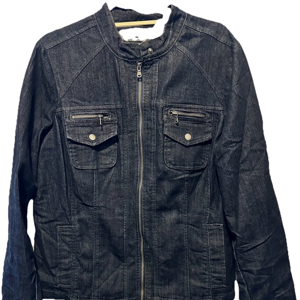 Christina Zinn Dark Denim Lightweight Jacket w/ Mandarin Collar Women’s Size 1X